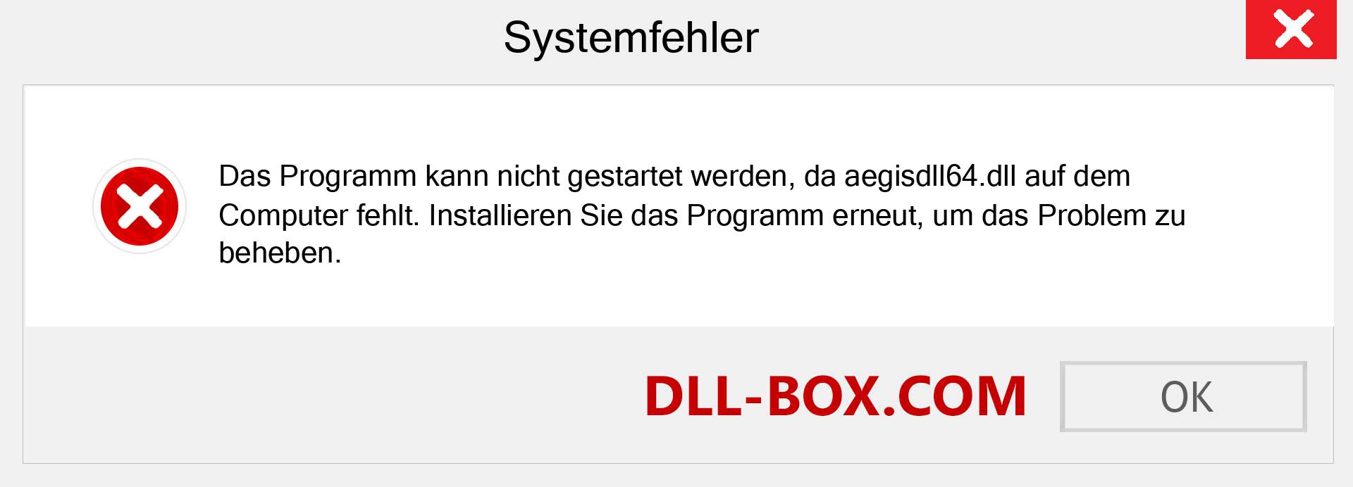 aegisdll64.dll-Datei fehlt?. Download für Windows 7, 8, 10 - Fix aegisdll64 dll Missing Error unter Windows, Fotos, Bildern